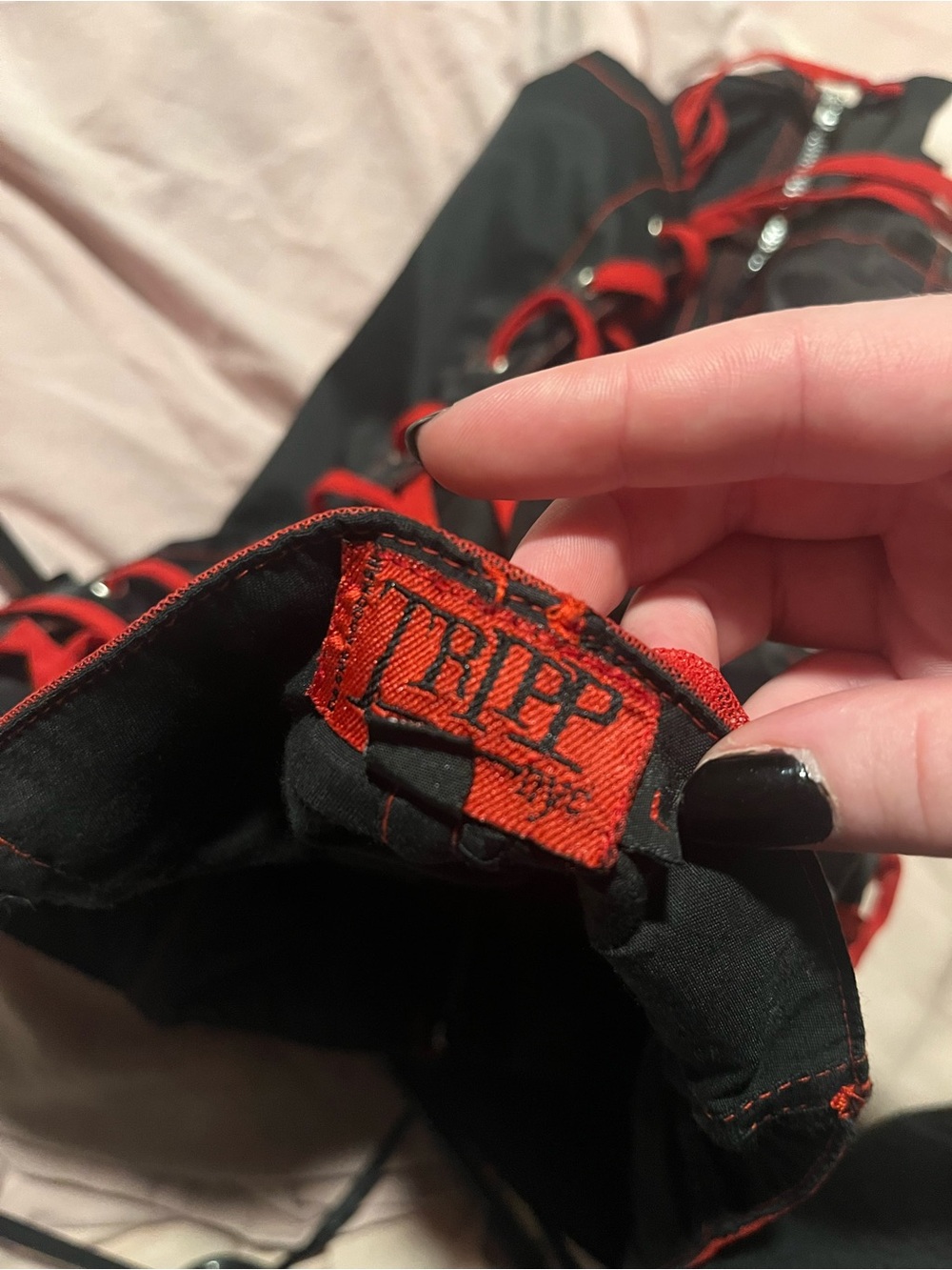 Tripp nyc Black and Red Lace-Up Corset Top - Picture 2 of 5